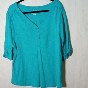 Chico's Turquoise Blouse for Women Casual, Comfort, Summer, Picnic